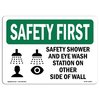 Signmission OSHA, 7" Height, Rigid Plastic, 10" x 7", Landscape, Shower And Eye Wash Station With Symbol OS-SF-P-710-L-10967